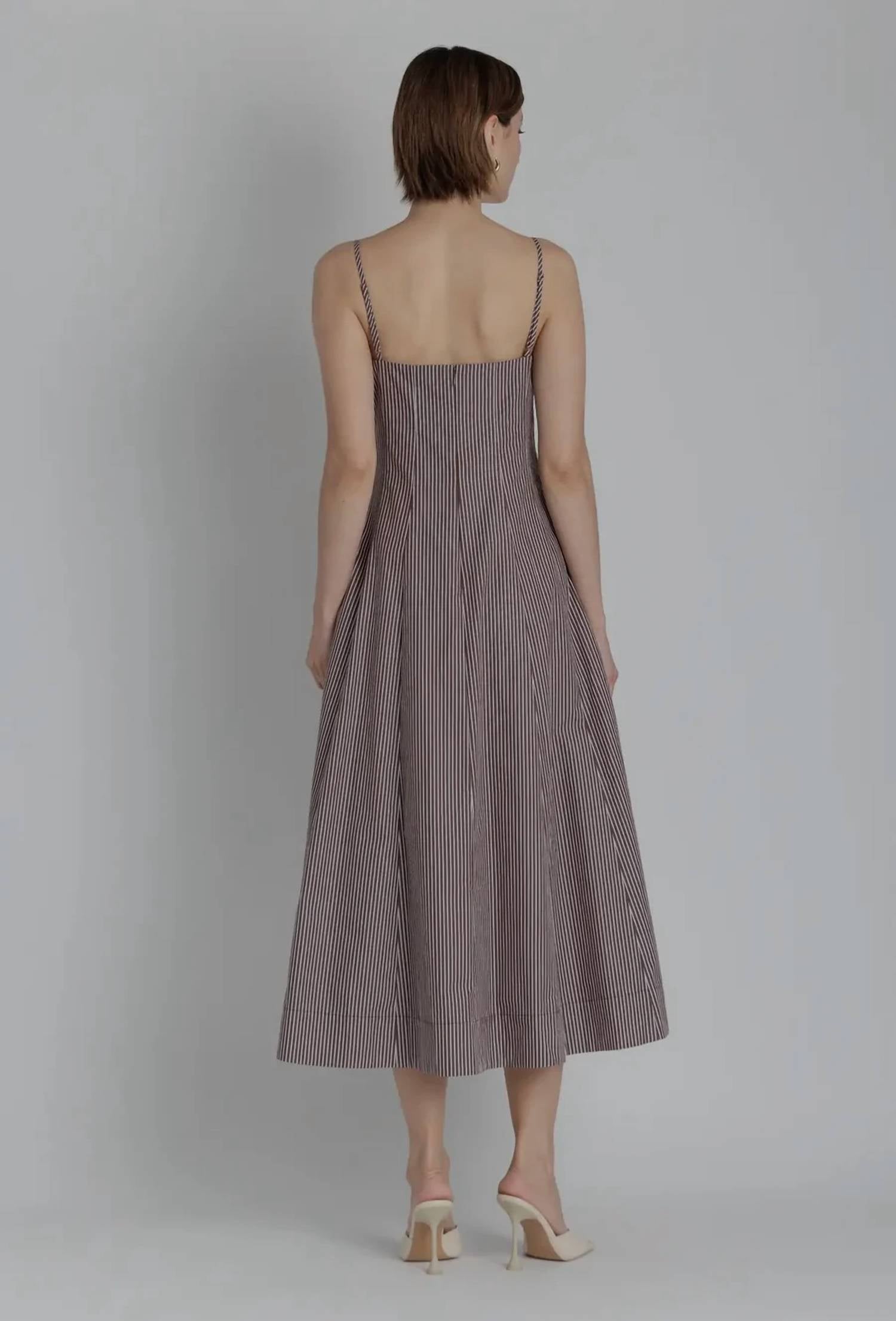 Aureum - Striped Panel Midi Dress