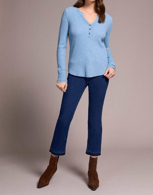 Tribal - Brushed Waffle Knit Henley Long Sleeve Top