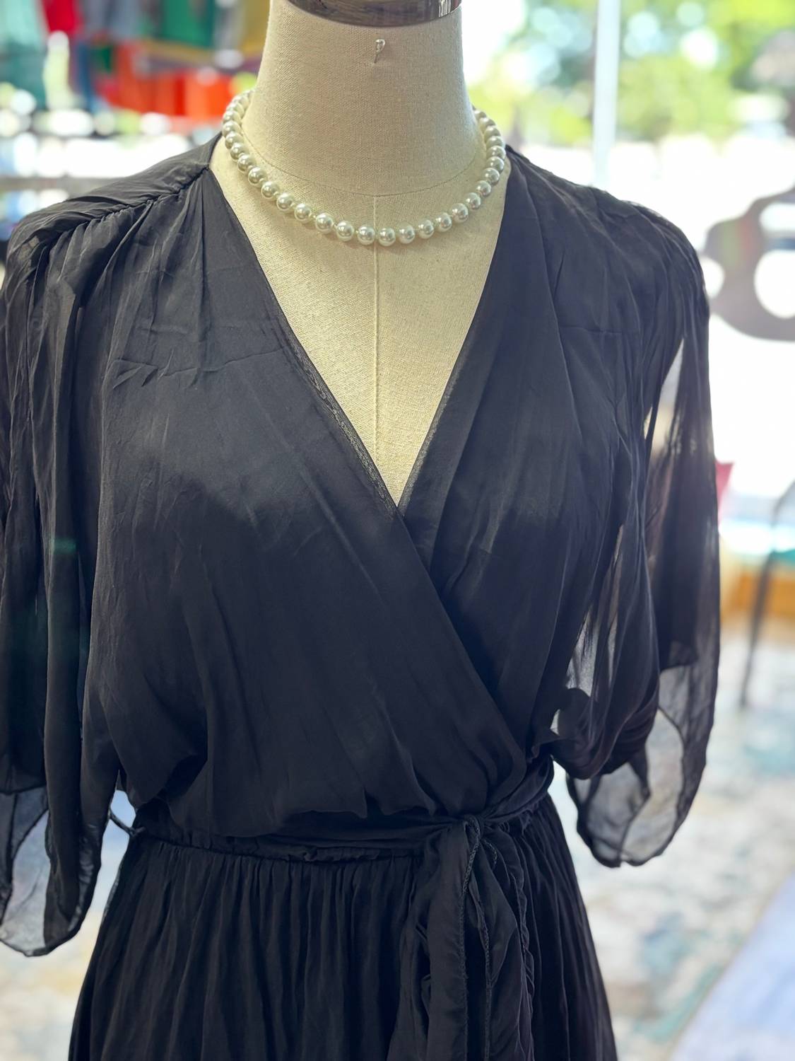Scandal Italy Women's Nicki Tiered Maxi Dress in black - women's dress - detail view