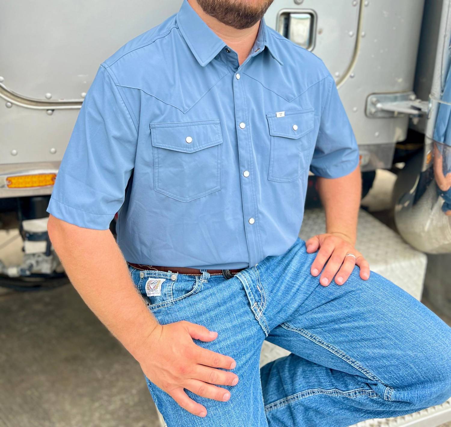 Ferrell Core Pearl Snap Shirt in blue - men's shirt