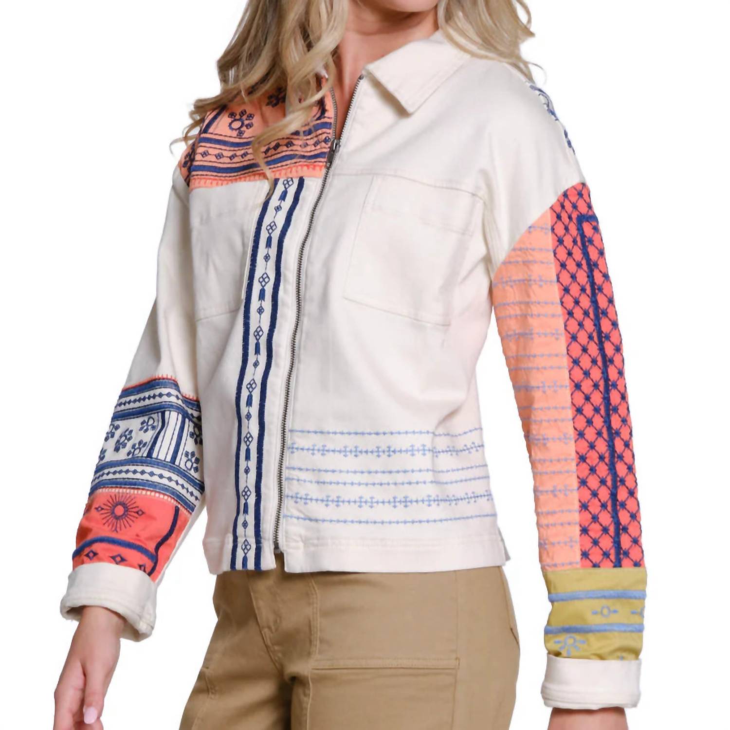 Multiples - Embroidered Shirt Jacket