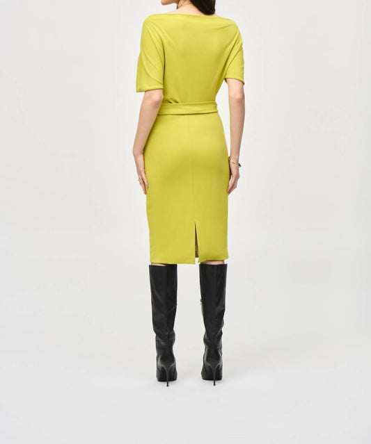 Joseph Ribkoff - Belted Boat Neck Sheath Dress