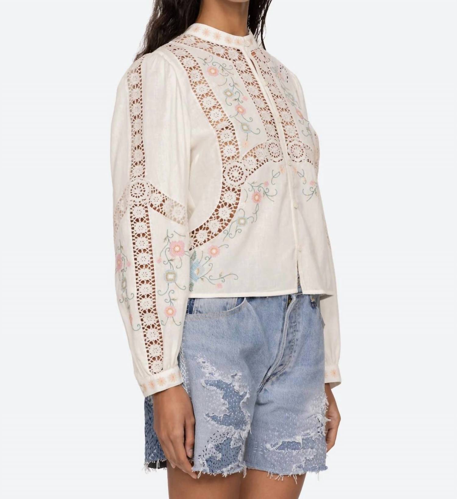 SEA Women's Vesna Blouse in white - women's blouse - alternate view