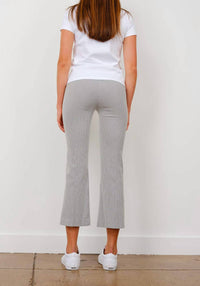 Avenue Montaigne Leo Flare Cut Pants in stripes seersucker grey - women's pants - alternate view