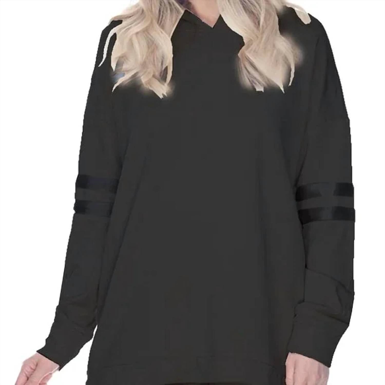 PJ Harlow Destiny French Terry Hooded Sweatshirt With Satin Trim