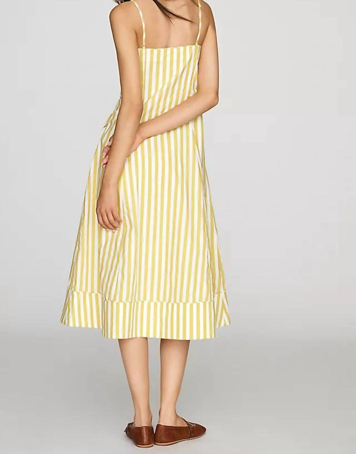 English Factory - Stripe Flower Appliqué Midi Dress