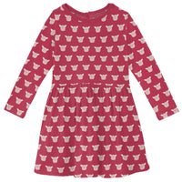 Kickee - Girls' Bamboo Print Long Sleeve Twirl Dress