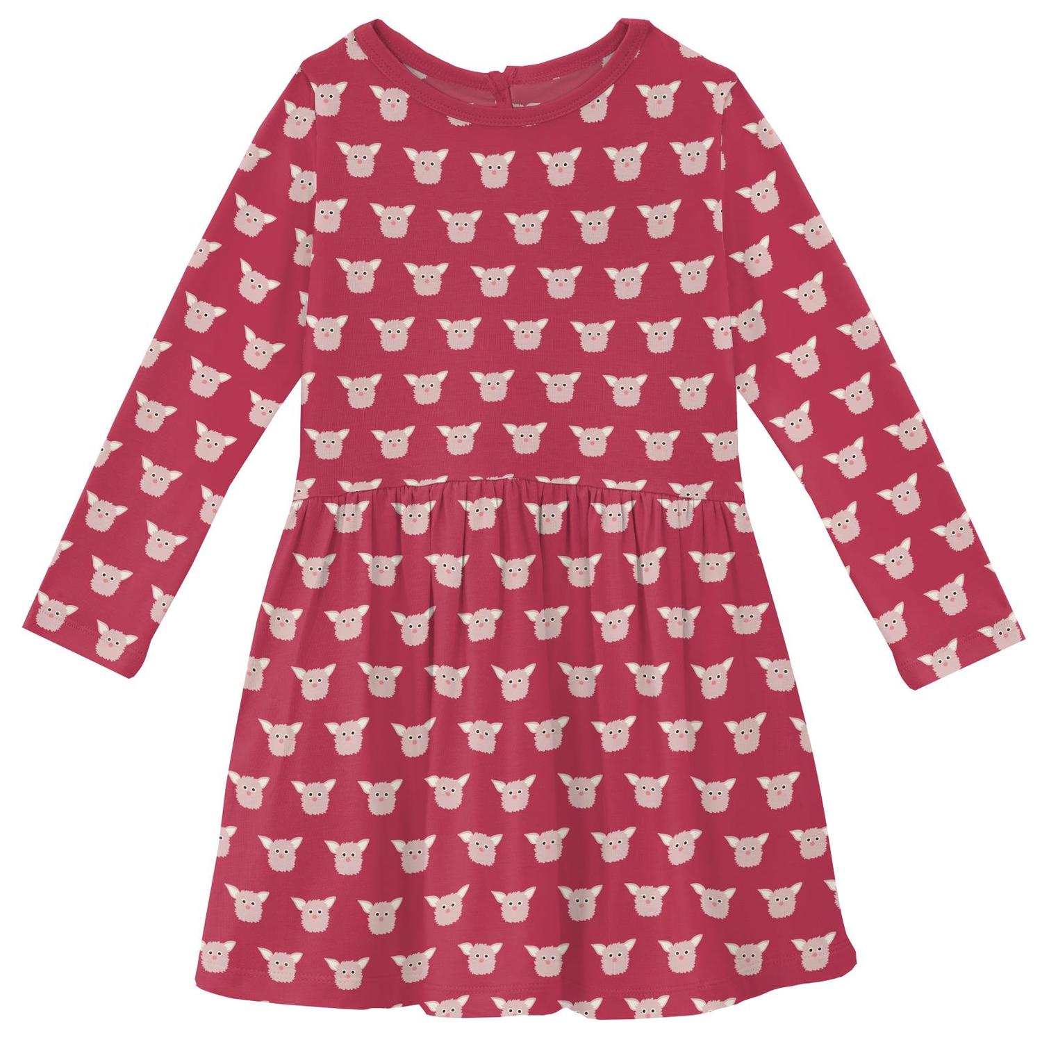 Kickee - Girls' Bamboo Print Long Sleeve Twirl Dress