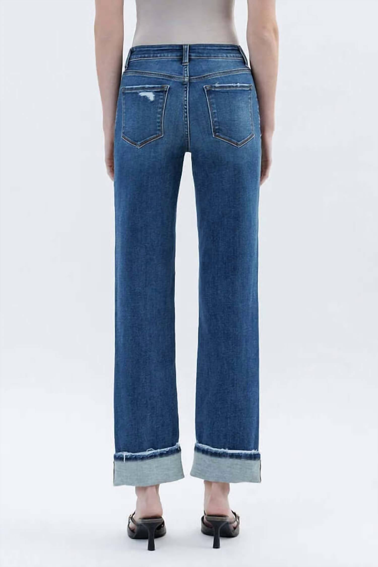 Lovervet - High Wasit Cuffed Straight Leg Jean