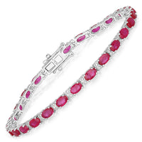 Diana M Jewels Women's Oval Natural Ruby Bracelet (5.87 Ct) - Elegant in 14k white gold - women's jewelry