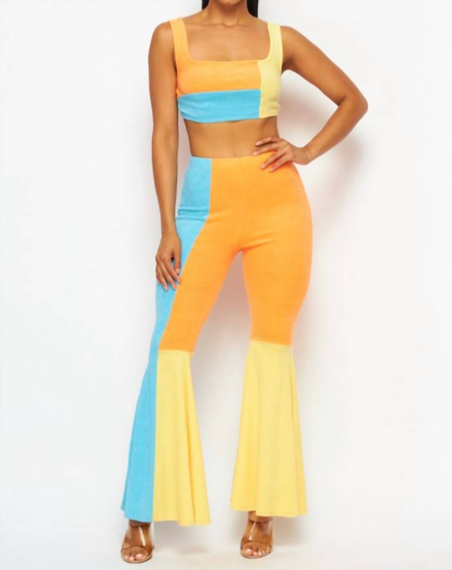 Bright Idea Terry Cloth Crop Top and Pant Set