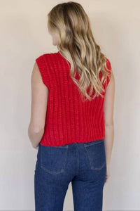 Velvet Heart - Chunky Knit Sweater With Accent