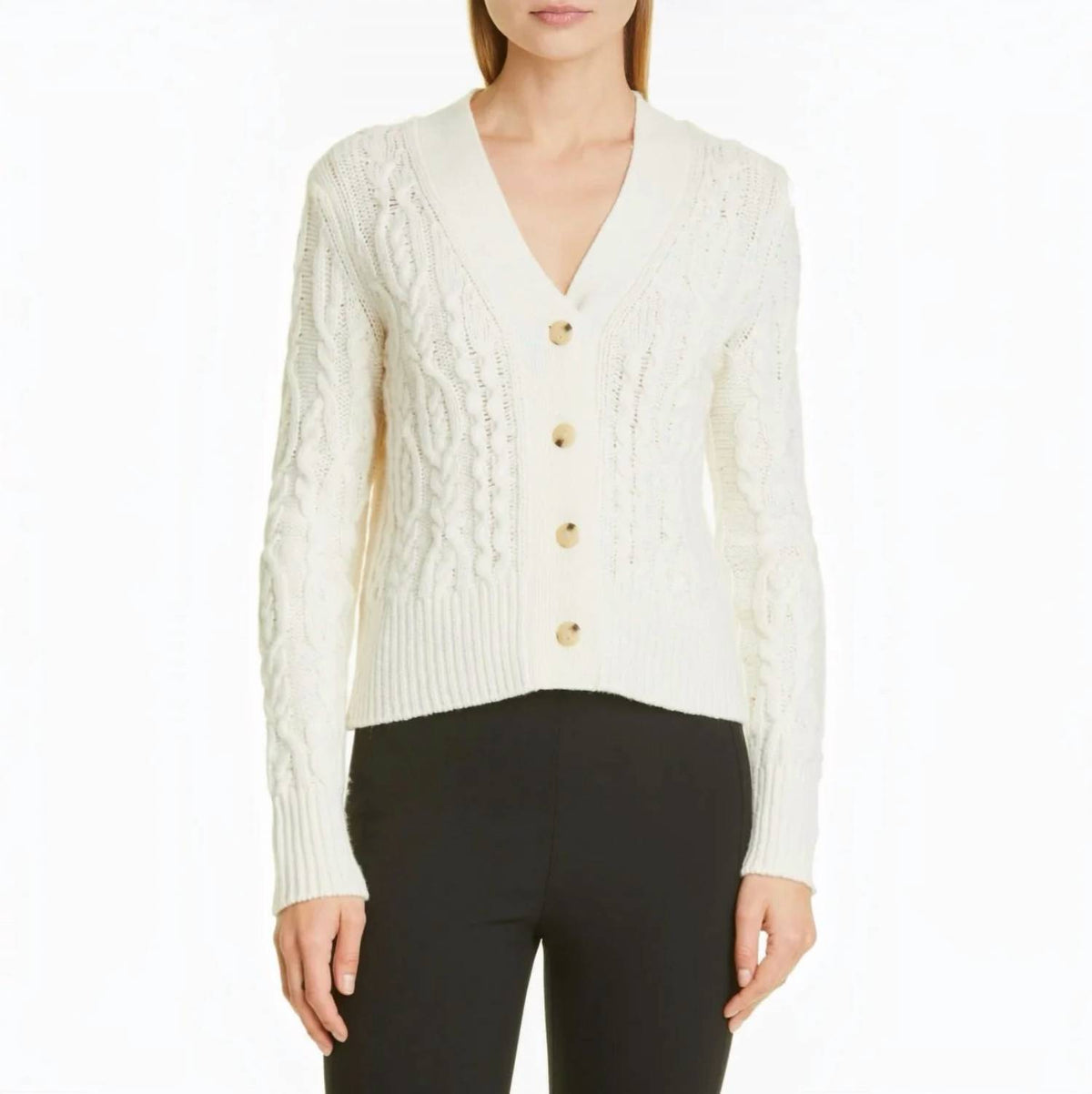 Vince - Women's Triple Braid Cable Wool Cashmere Cardigan