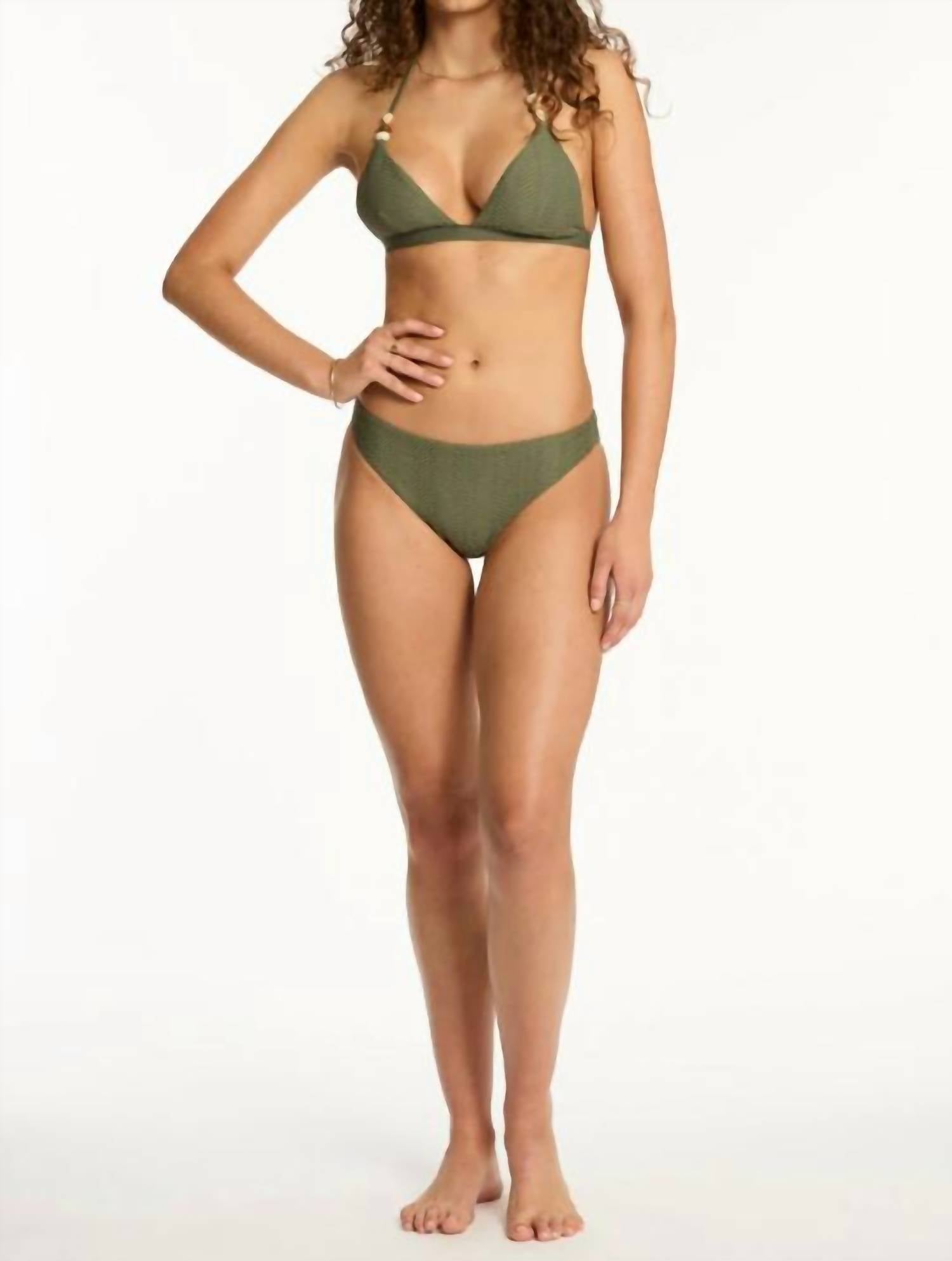 Sea Level Australia Caracus Tri Halter Bikini Top in khaki - women's swimwear