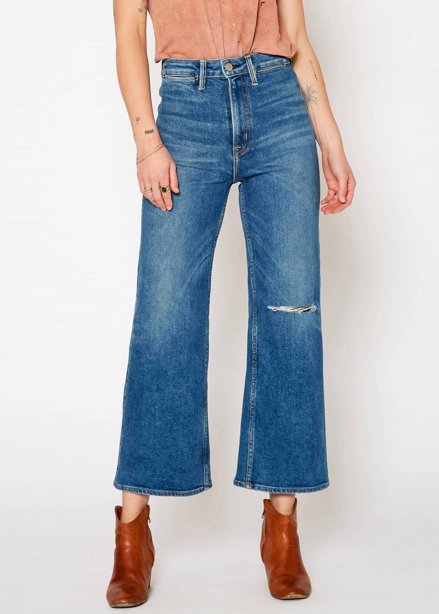 Noend - Queen High Rise Crop Wide Leg Jeans