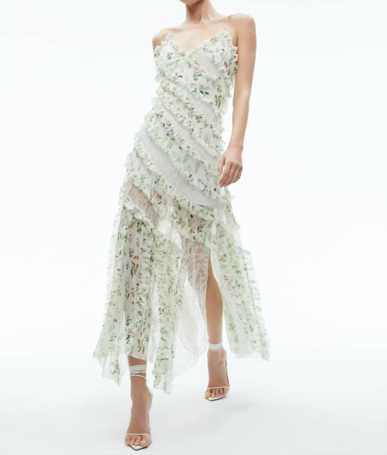 Alice + Olivia - Sondra Lace Ruffled Maxi Dress