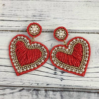 Bosuk Jewlery Women's Crystal Beaded Heart Dangle Earrings in red - women's jewelry