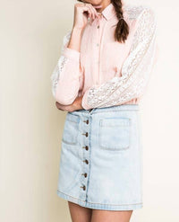 Hayden La - Chambray & Lace Blouse