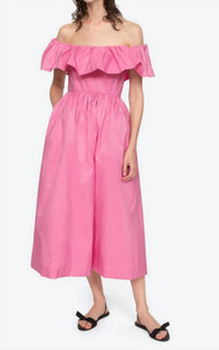 SEA Diana Taffeta Off The Shoulder Dress in pink - women's dress