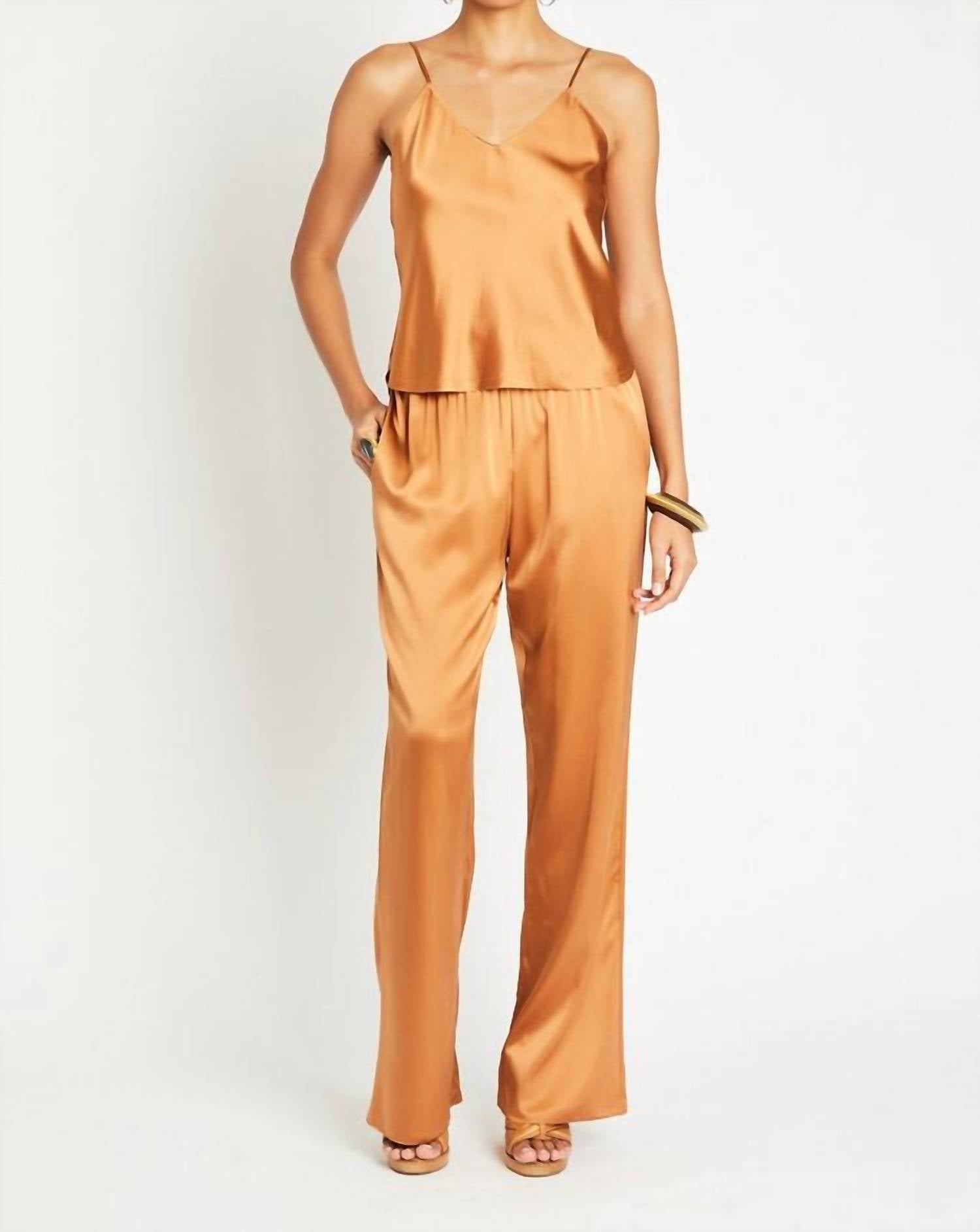 Beryll Liz Silk Pants in copper - women's pants - detail view