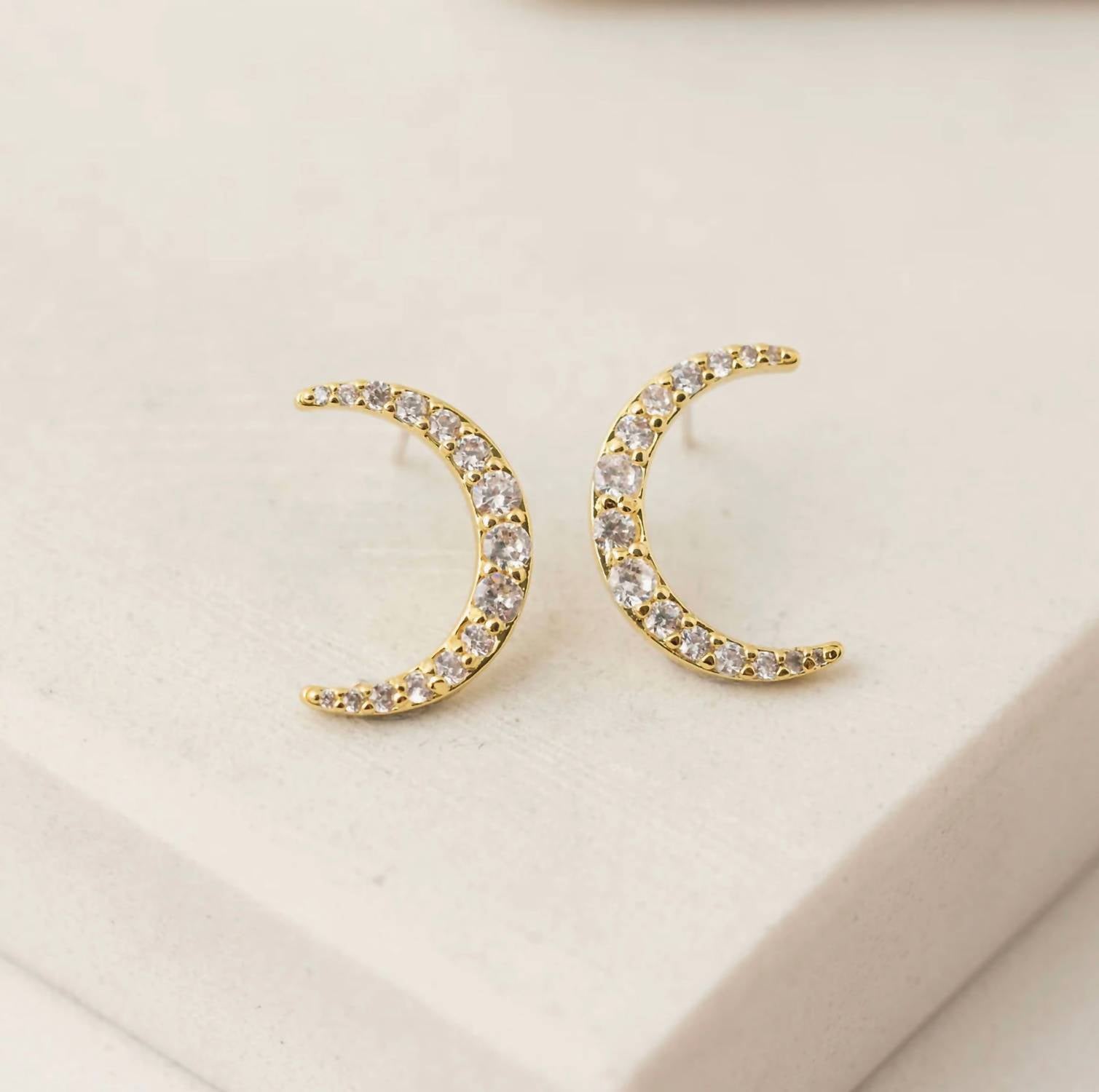 Lover's Tempo Women's Lune Moon Stud Earrings in gold - women's jewelry