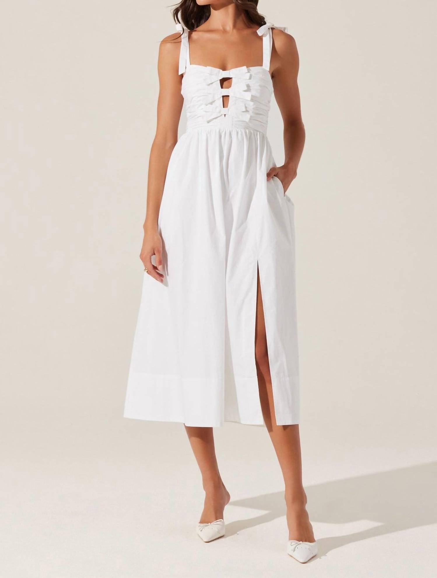 Astr - Helia Bow Front Midi Dress