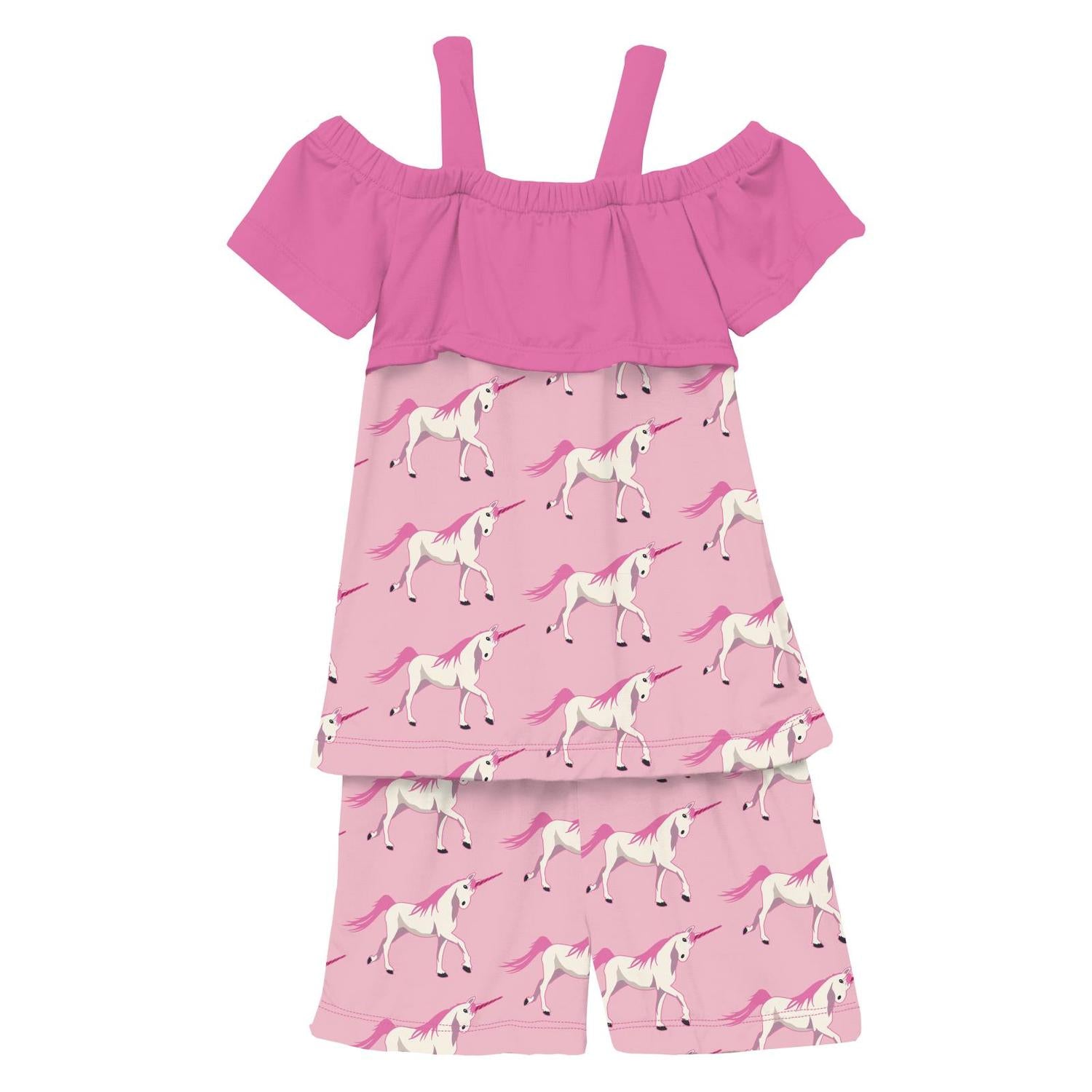 Kickee - Girls' Bamboo Print Off-Shoulder Set