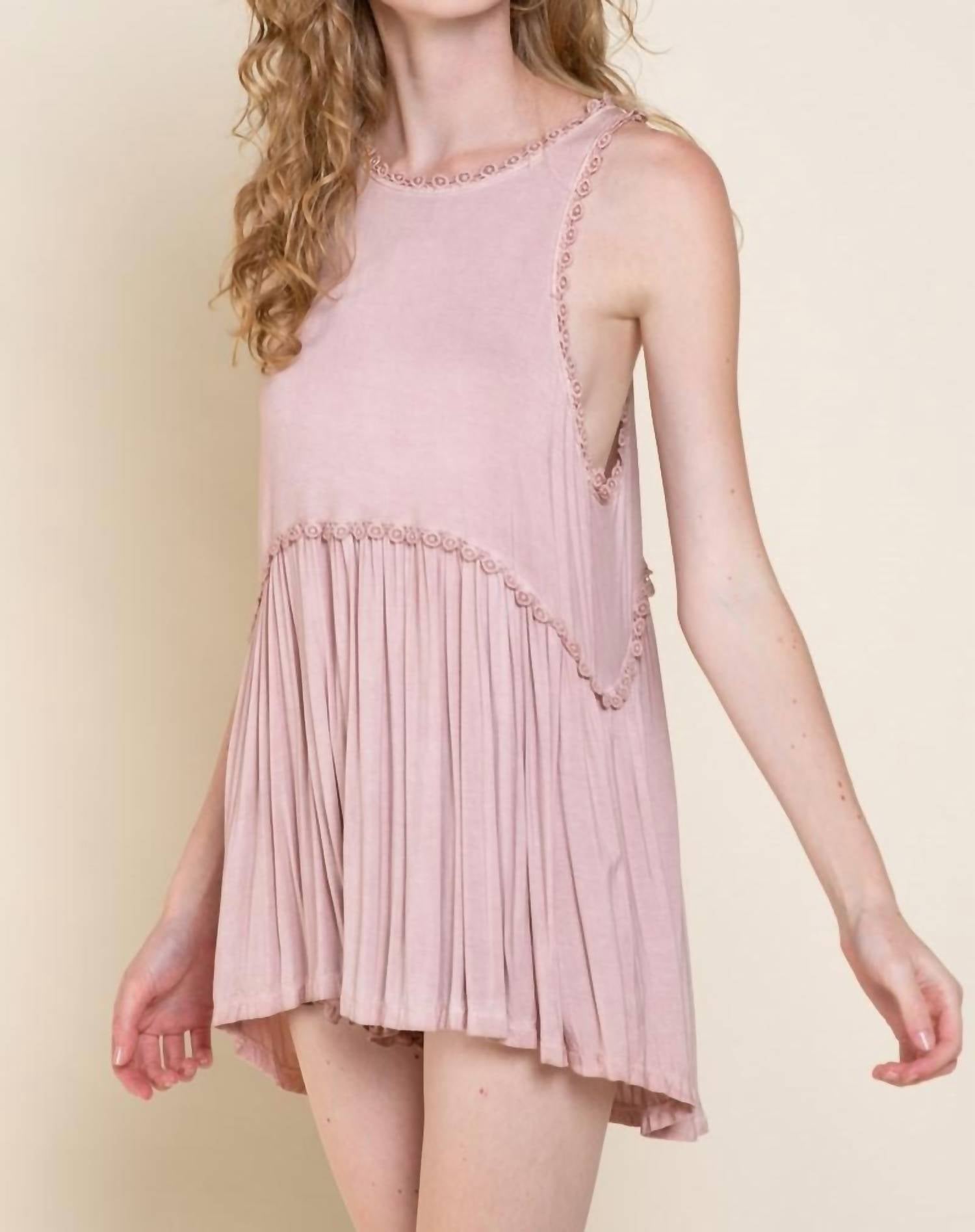 POL Sweet & Simple Babydoll Sleeveless Top in pink - women's blouse - view 6