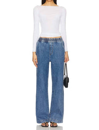STEVE MADDEN Gilda Wide Leg Pants in blue denim - women's pants - view 4