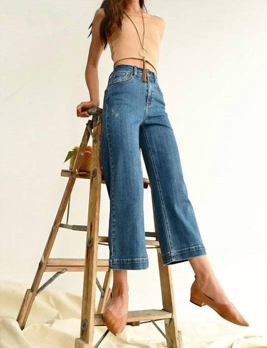 Risen - High Rise Wideleg Cropped Jeans