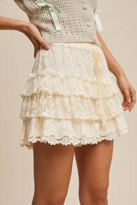 Listicle - Lace Tiered Shorts with Ruffle Details
