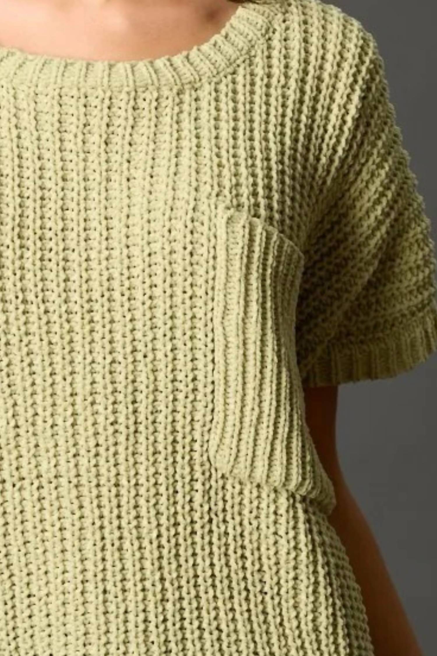 Before You - Chenille Knit Short Sleeve Sweater Top