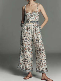 Farm Rio - Delhi Sleeveless Sweetheart Linen Jumpsuit