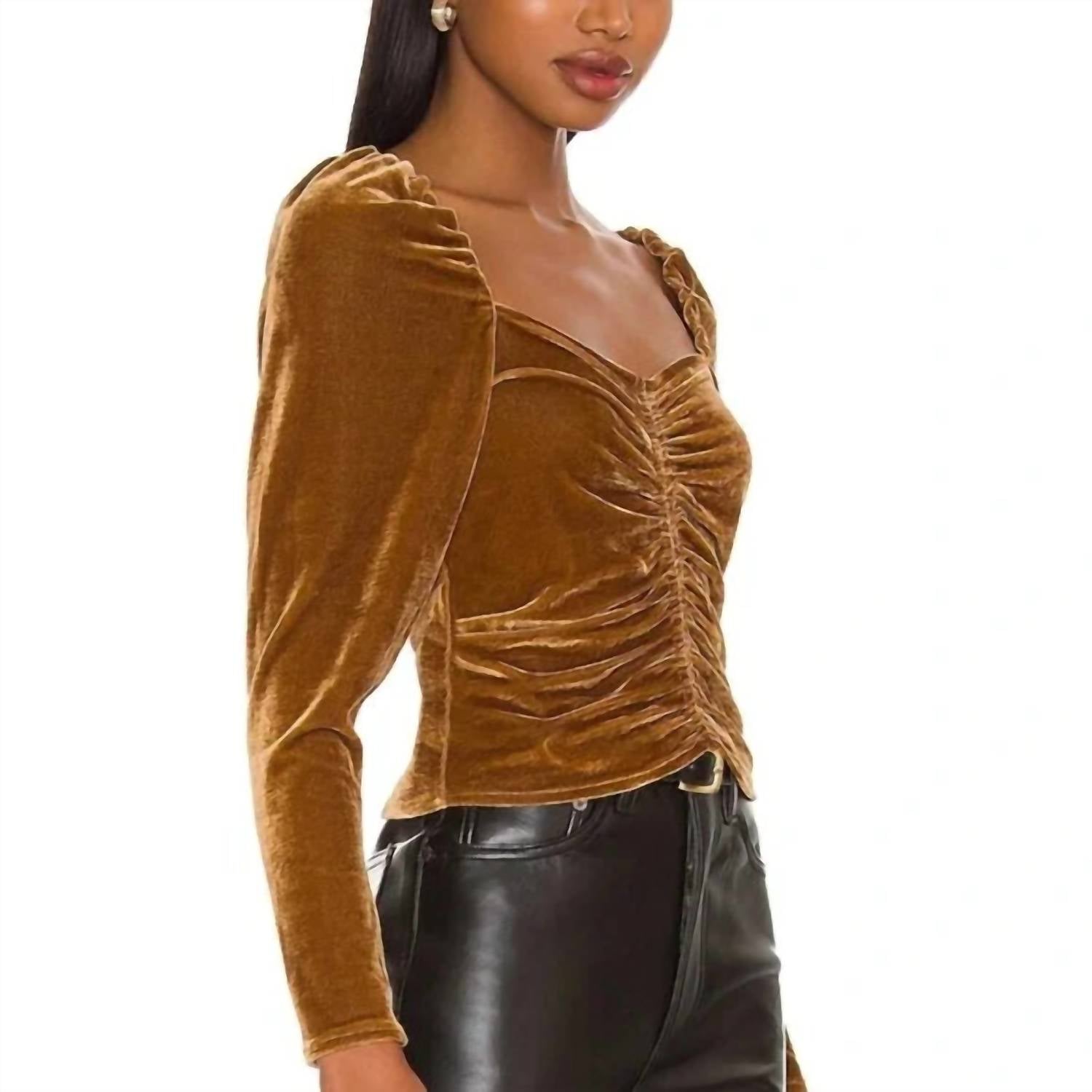 Bb Dakota - Ruched Front Velvet Top