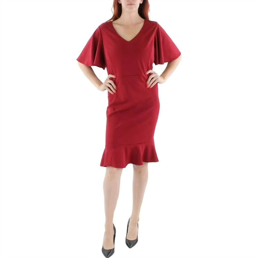 Kasper - Women's Knit Flutter Sleeves Sheath Dress