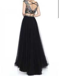 Sherri Hill Beaded Two Piece Gown in black - women's dress - detail view