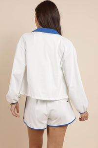 Sadie & Sage - Patriotic Flag Embroidery Zip Up Jacket