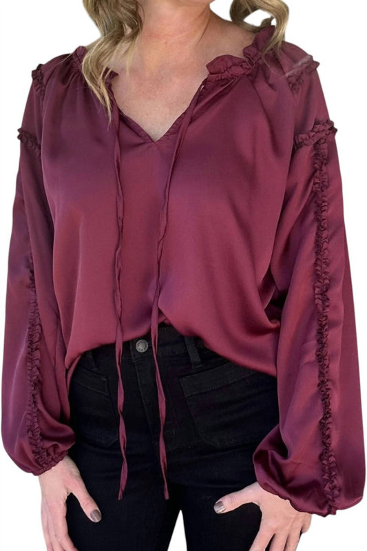 Haptics - Satin Long Sleeve Blouse - Plus