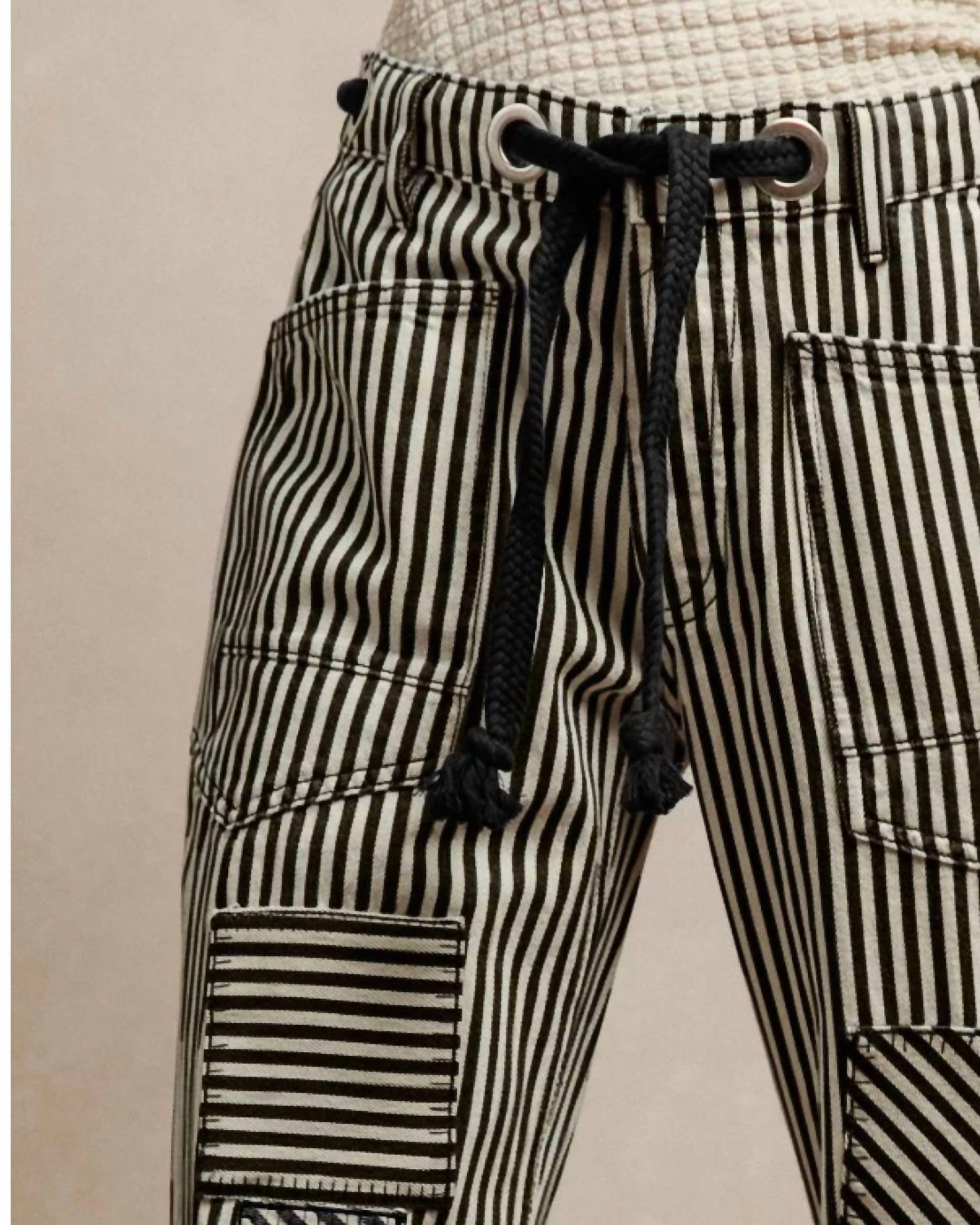 Bibi - Striped Twill Barrel Pant