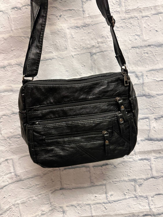 Zenana - Women's Odette Vegan Leather Multi-zipper Crossbody Bag