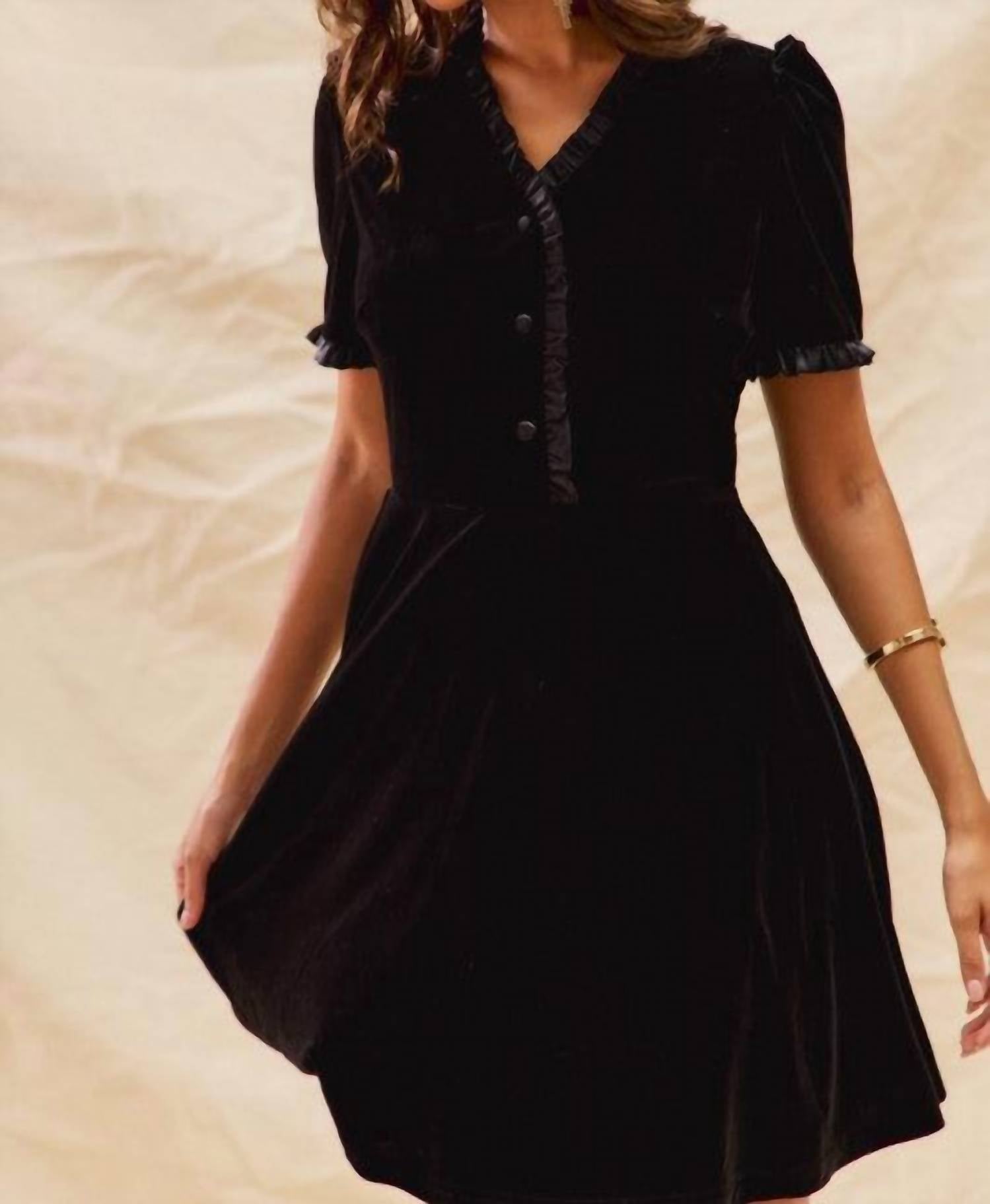 So Me - Velvet Ruffle Mini Dress