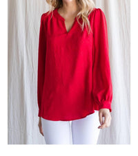 Jodifl - Textured Top With A Collarless Neckline & Long Bubble Sleeves