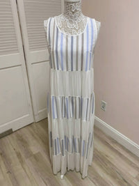 Charlie B - Women's Long Striped Layered Tank Dress