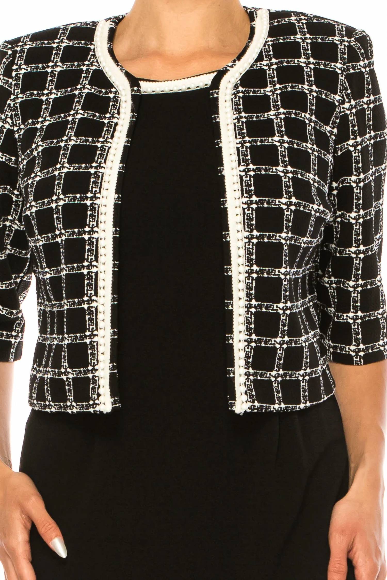 Maya Brooke - Checkered Print Two-piece Jacket Dress