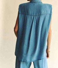 Davi & Dani - Stripe Short Sleeve Button Down Shirt And Pants - Plus