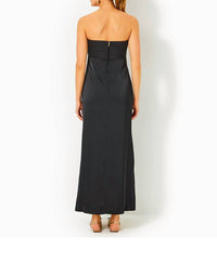 Lilly Pulitzer Carlynn Satin Maxi Bow Dress in noir 1 - women's dress - detail view