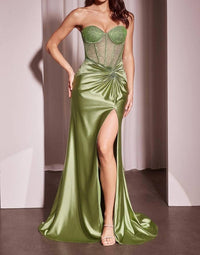 Ladivine Dazzling Sweetheart Fitted Prom Dress in greenery - women's dress