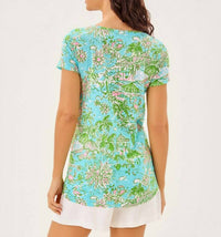 Lilly Pulitzer Etta Scoop Neck Top in fresh water blue sunbathers bliss - women's t-shirt - alternate view