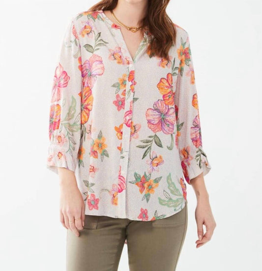 Fdj - 3/4 Sleeve Floral Top