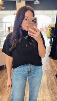Glam - Addison Ribbed Mock Neck Top